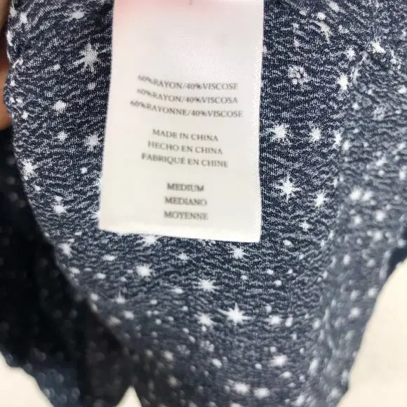 Rails Jasmine Star Print Mini Dress Navy Nova Size Medium Smocked Long Sleeve - Picture 6 of 12